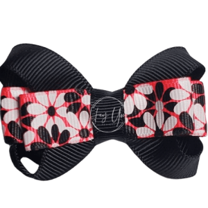 Black & Pink Flower Print Loopy Bow