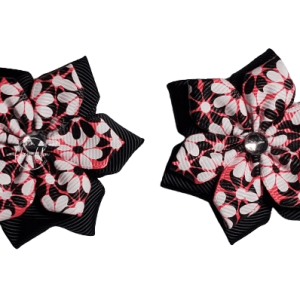 Black and Pink Flower Clips
