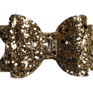 Gold Chunky Glitter Faux Leather Bow