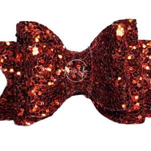 Red Chunky Glitter Faux Leather Bow