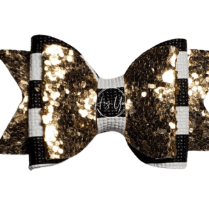 Gold, Black, & White Glitter Bow