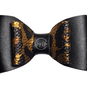 Black & Cheetah Faux Leather Bow