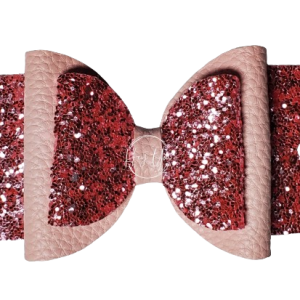 Light Pink & Pink Glitter Faux Leather Bow
