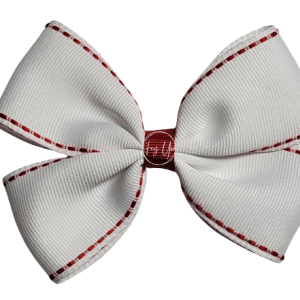 White Basic Bow With Red Trim