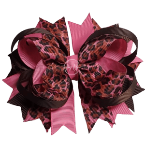 Pink & Brown Cheetah Stacked Bow