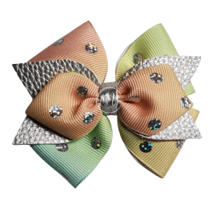 Multicolored Bow With Silver Dots