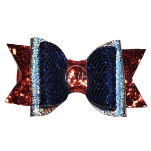 Red, Silver, & Blue Faux Leather Bow
