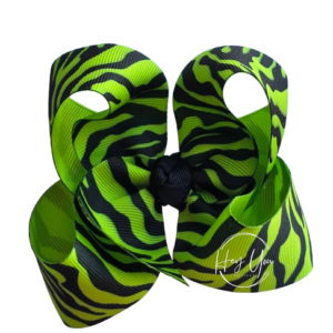 Lime Green & Black Zebra Print Boutique Bow