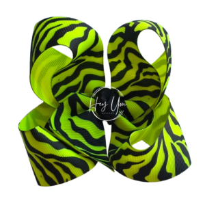 Lime Yellow Zebra Print Boutique Bow