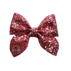 Pink Glitter Faux Leather Sailor Bow