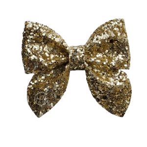 Gold Glitter Faux Leather Sailor Bow