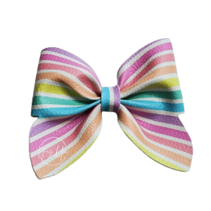 Colorful Strip Faux Leather Sailor Bow