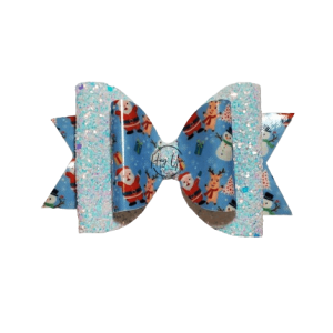 Santa Snowman Faux Leather Bow