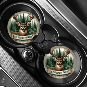 Buck Around & Find Out Car Coasters