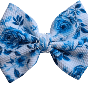Blue Floral Bow