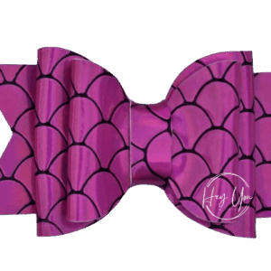 Pink Mermaid Scale Faux Leather Bow