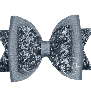 Silver With Silver Glitter Faux Leather Bow