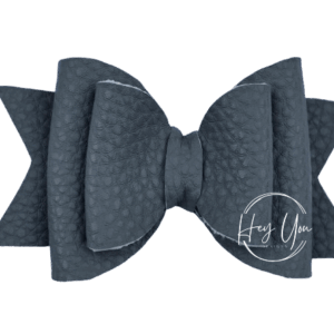 Grey Faux Leather Bow