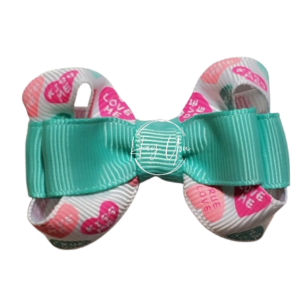 Aqua Conversation Heart Super Loopy Bow