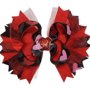 Red & Black Heart Stacked Bow