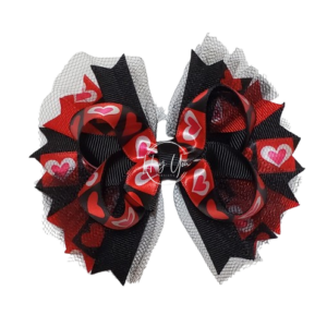 Red & Black Heart Stacked Bow
