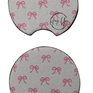 Pink Bow Car Coasters