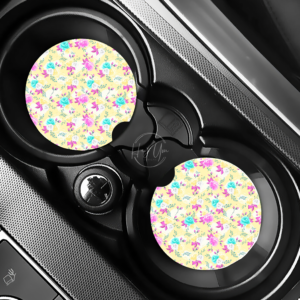 Yellow Floral Car Coasters