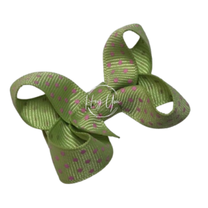 Green With Pink Polka Dots Bow