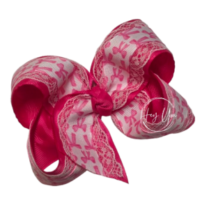 Pink With White Lace Bow Print Bow