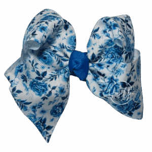 Blue & White Floral Boutique Bow