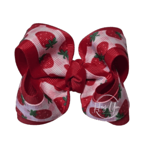 Red & Pink Strawberry Print Bow