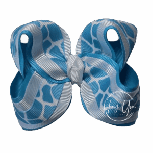 Blue & White Giraffe Print Bow