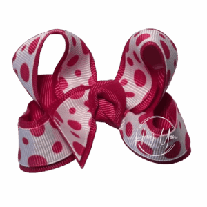 Fuchsia & White Polka Dot Small Bow
