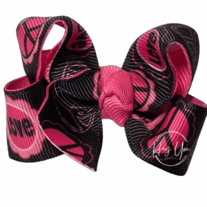 Black & Pink Peace Sign Itty Bitty Bow