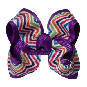 Purple & Colorful Chevron Print Bow
