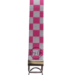 Pink Checkered Keychain Wristlet