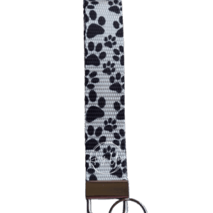 White & Black Paw Print Keychain Wristlet
