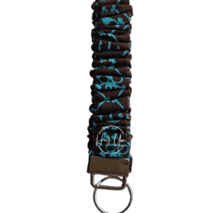 Brown & Blue Skull Scrunchie Keychain Wristlet