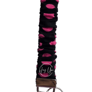 Black With Pink Polka Dot Scrunchie Keychain Wristlet