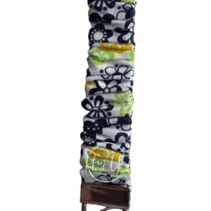 White, Blue & Yellow Floral Print Scrunchie Keychain Wristlet