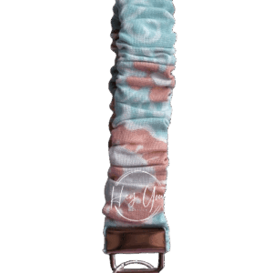 Light Blue & Coral Floral Print Scrunchie Keychain Wristlet