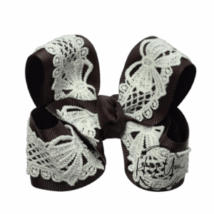 Brown Boutique Bow With Ivory Bow Lace