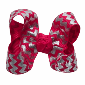 Pink & Silver Chevron Boutique Bow