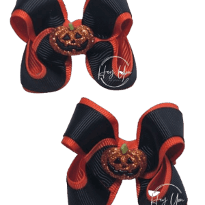 Black & Orange Pumpkin Boutique Pigtail Bows